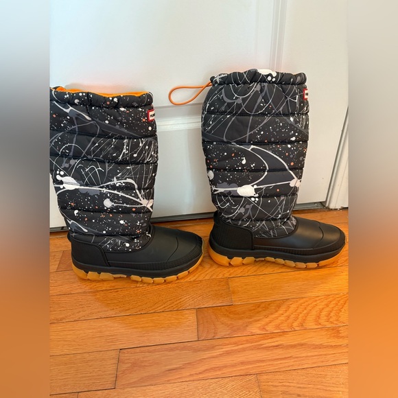 Hunter Original Printed Insulated Tall Snow Boots Black Abstract Print 6 - Picture 5 of 12